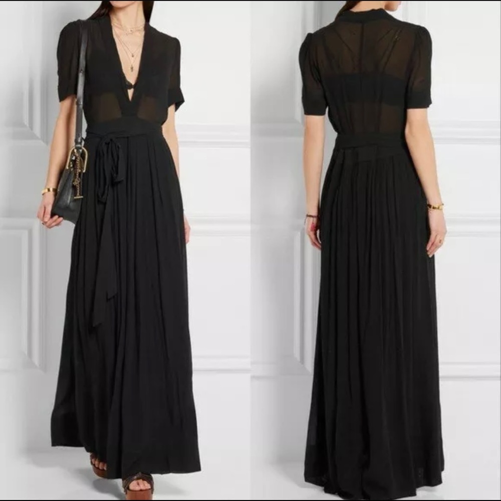 Isabel Marant Etoile Black Silk Blend Kami Dress Sz 34 US 2  Excellent Condition